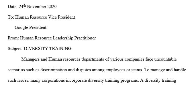 Explain the required need for developing a diversity training program.