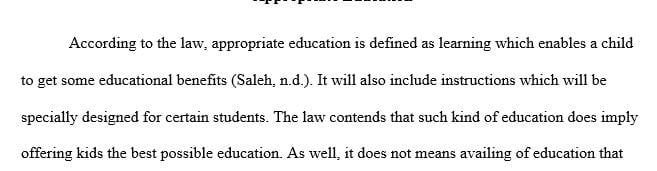 How has the law defined an appropriate education
