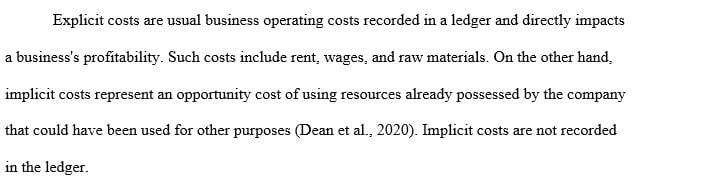 Think of a company and its industry and give an example of an implicit cost for that company