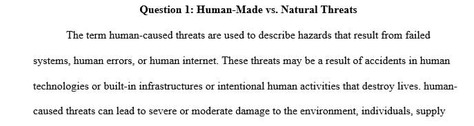 What is the difference between human-caused and other natural threats