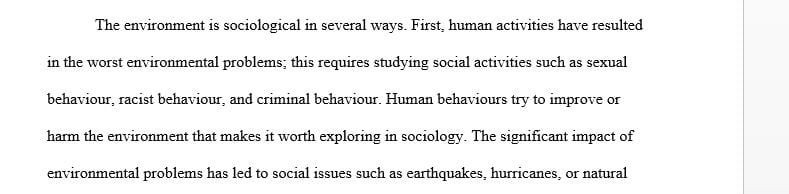 Why is the environment considered a part of sociology