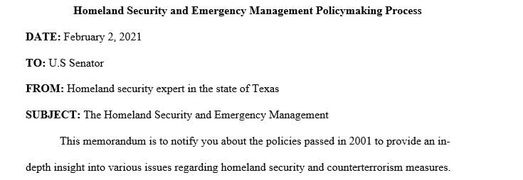 Homeland security and emergency management policymaking process