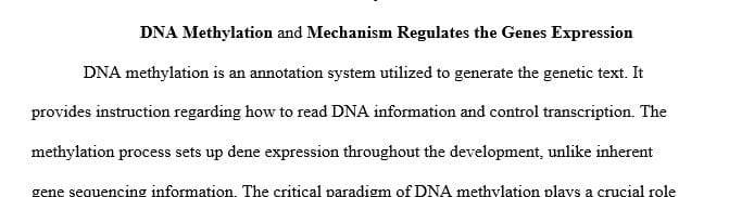 What is DNA methylation? Describe how this mechanism regulates the expression of genes.