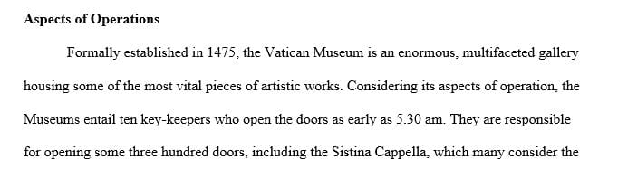 Write a 1-page (at least 300 words) on the Vatican Museum in Rome