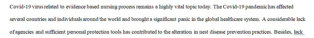 Covid 19 Virus related to Evidence Based Nursing Process