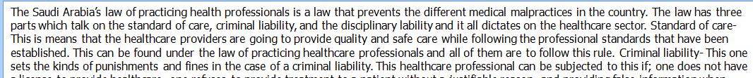 Create a presentation examining the law in Saudi Arabia as it pertains to licensure of physicians and medical malpractice