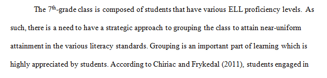 Describe how you would group these students for in-class English language arts activities.