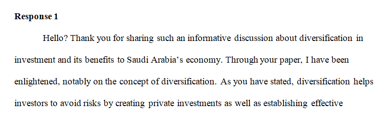 Diversification in investment works to avoid risks by establishing private investments in the country through various financial institutions