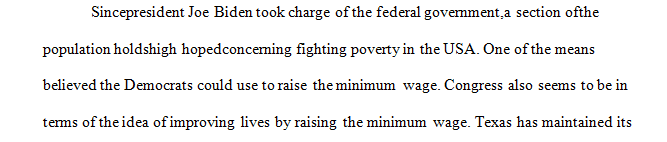 Make a recommendation on what the minimum wage should be in your city or state (Texas).
