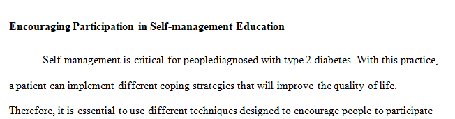 Encouraging participation in Diabetes self-management education for the patient