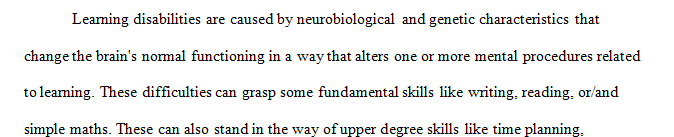 Research the topic of learning disabilities of American children