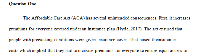 What are some of the unintended consequences of the ACA