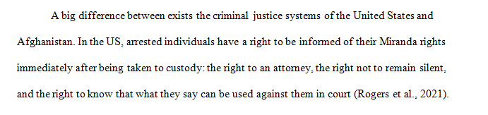 Compare the United States criminal justice system with any country of your choice.