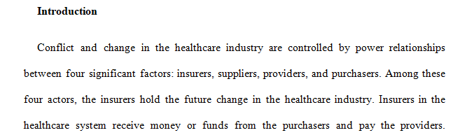 Conflict and change in the health care industry are dominated by power relationships