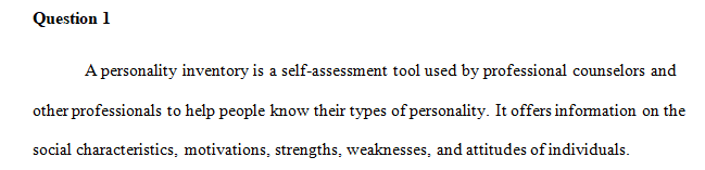 Design a personality inventory by yourself.