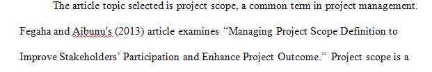 Explain how the topic of this article relates to project management.