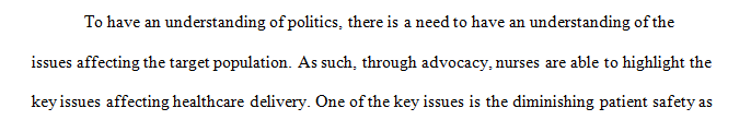 Research legislation that has occurred within the last 5 years at the state or federal level as a result of nurse advocacy.