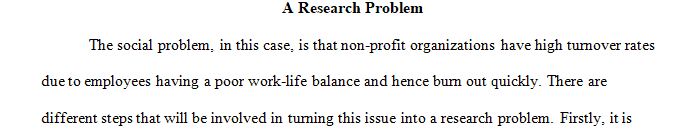 Post and explain your topic in terms of how you translated the social problem into a research problem.
