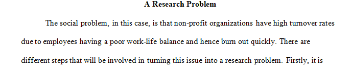 Post and explain your topic in terms of how you translated the social problem into a research problem.
