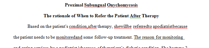 Specify when to refer the patient after therapy and why