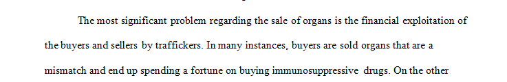 What do you think is the most significant problem regarding the sale of organs