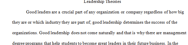 Create a chart comparing at least 3 leadership theories presented