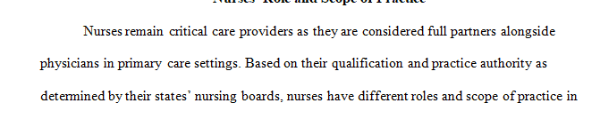 Describe the roles of the nurse for the program you are currently enrolled
