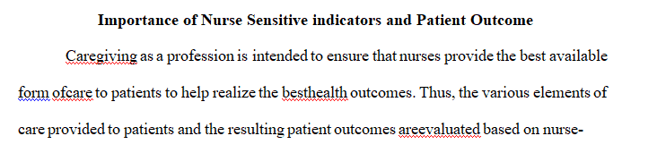 Illustrate the importance of nurse-sensitive indicators in relationship to patient outcomes.