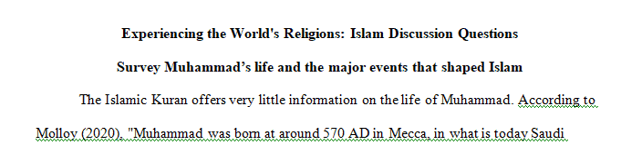 Survey Muhammad’s life and the major events that shaped Islam.