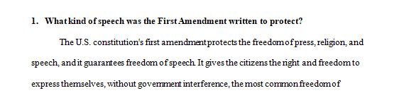 What kind of speech was the First Amendment written to protect