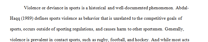 Deviance and Violence in Sport Assignment