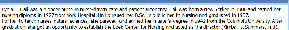 Select a historical figure from the list of individuals who have had an impact on Nursing.