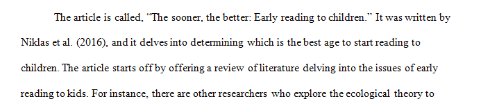 Choose your own peer-reviewed article related to literacy research.
