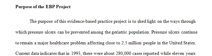 Methods and Analysis Prevention of Pressure Ulcers in Geriatric Population Section of the EBP Proposal