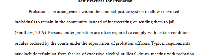 As you trace the development of probation from the right of sanctuary through the current scene, recommend a best practice for probation