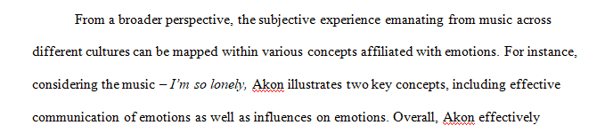 Identify which concept(s) of emotion your chosen song illustrates.