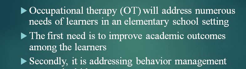 Outline of proposed program to facilitate specific business aspects of OT Practice