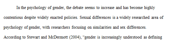 5 journal entries regarding any topic in relation to gender and/or psychology