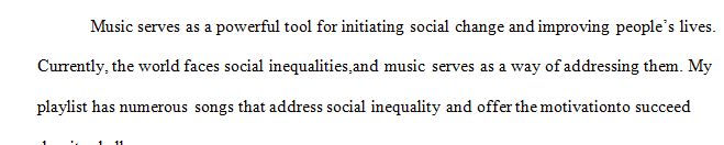 Develop a carefully curated playlist of social inequality of 8 to 15 songs.