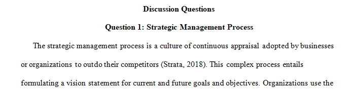 Describe the strategic management process and include how it is used by organizations.
