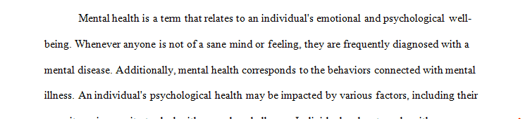 Write your own definition for the term mental health.