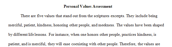 Identification of top 3–5 values from Scriptural excerpts
