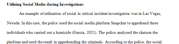Identify an example of a criminal justice agency utilizing social media during a critical incident investigation.
