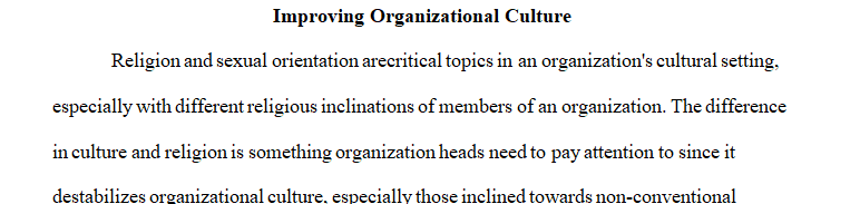 Improving Organizational Culture Acceptance of Religion and Orientation
