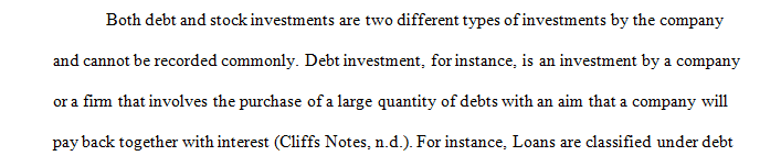 Debt investments and stock investments are reported differently on the balance sheet.