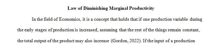 Explain the law of diminishing marginal productivity.