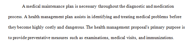 Health Maintenance Plan for a Selected Disease in a Selected Population