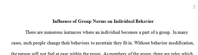 How group norms exert influence on an individual's behavior.
