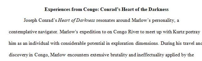 In writing Heart of Darkness, Joseph Conrad acknowledged that he was influenced by his experience of visiting the Congo