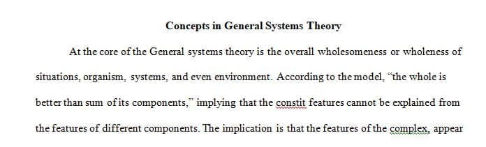 Provide an example written description of any systems concept from General Systems Theory